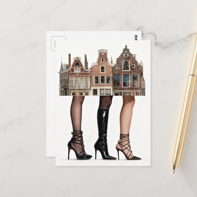 Carte Postale Ces maisons ont un collage de jambes (Devant/Arrière en situation)