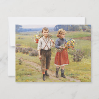 Carte Postale Cesar Pattein, 1895 «Les Enfants Rentrent à la Mai