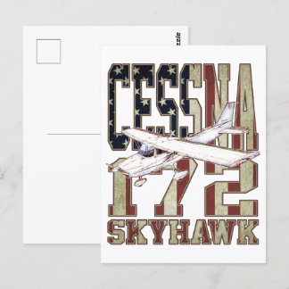 Carte Postale Cessna 172 Skyhawk avec drapeau Vintage des États-