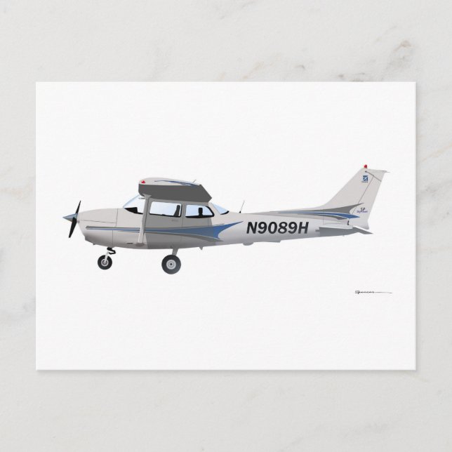 Carte Postale Cessna 172 Skyhawk Blue (Devant)