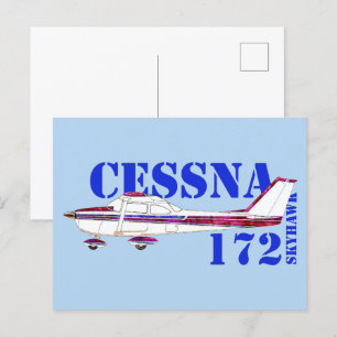 Carte Postale Cessna 172 Skyhawk Illustration Gras Texte Concept