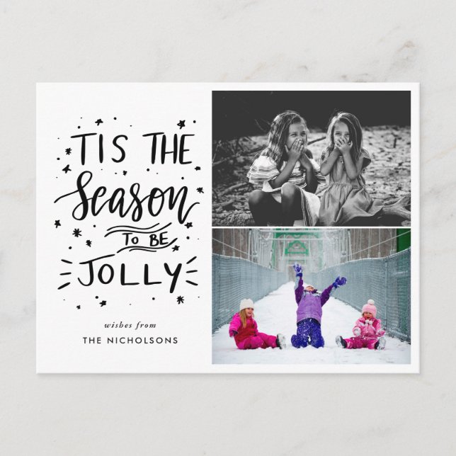 Carte Postale C'Est La Saison D'Être Jolly manuscrit Deux Photo (Devant)