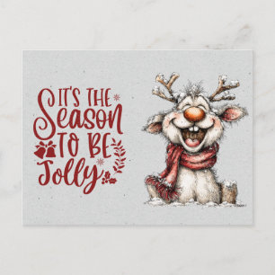 Carte Postale C'est la saison d'être joyeux Renne rieur