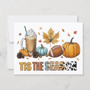 Carte Postale C'est la saison Herbstzeit mit Football und Kaffee