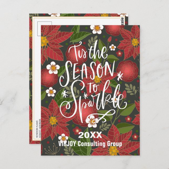 Carte Postale C'Est La Saison Pour Éclater Red Poinsettia Busine (Devant / Derrière)