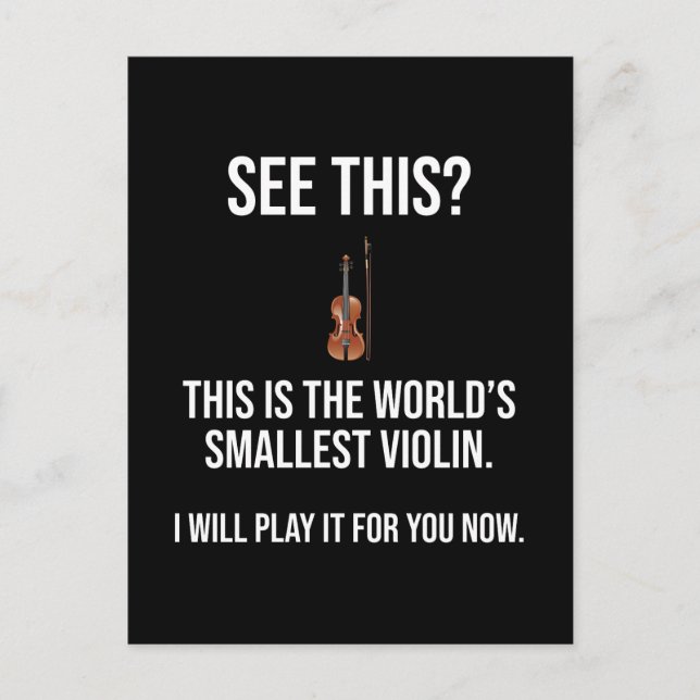 Carte Postale C'Est Le Plus Petit Violon Sarcastique Du Monde (Devant)