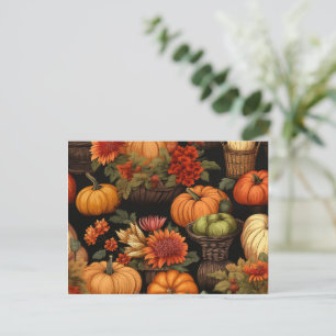 Carte Postale C'est le temps des citrouilles, couleurs de l'auto