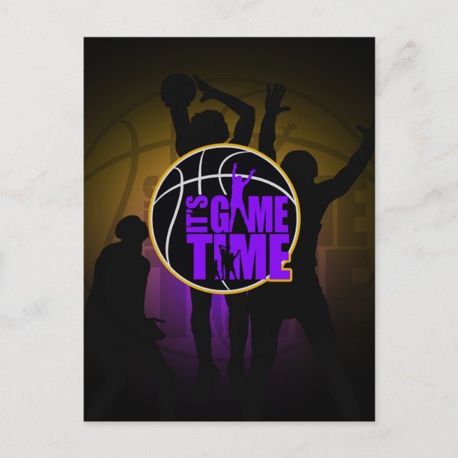 Carte Postale C'est l'heure du jeu - Purple & Gold (Devant)