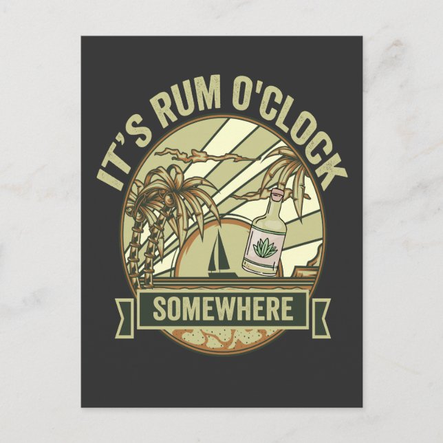 Carte Postale C'est l'heure du rhum quelque part Drôle de vacanc (Devant)