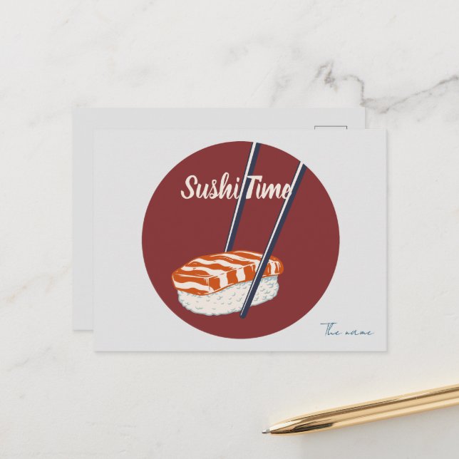Carte Postale C'est l'heure du sushi, sushi (Devant/Arrière en situation)