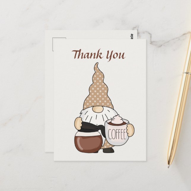 Carte Postale C'est mignon, les vendeurs de café gnome ajoutent  (Devant/Arrière en situation)