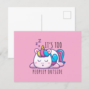 Carte Postale C'est trop de gens en dehors de Unicorn Introvert