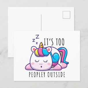 Carte Postale C'est trop de gens en dehors de Unicorn Introvert