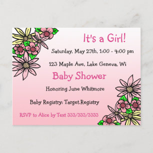 Carte Postale C'est un Baby shower géant rose floral