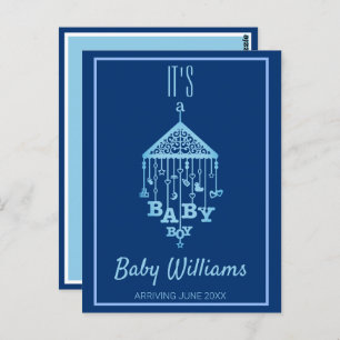 Carte Postale C'est un bébé garçon Faire-part de grossesse bleu