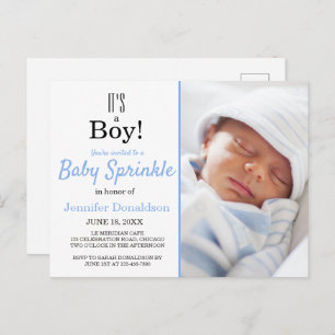Carte Postale C'est un garçon mignon Bleu Baby Sprinkle Invitati
