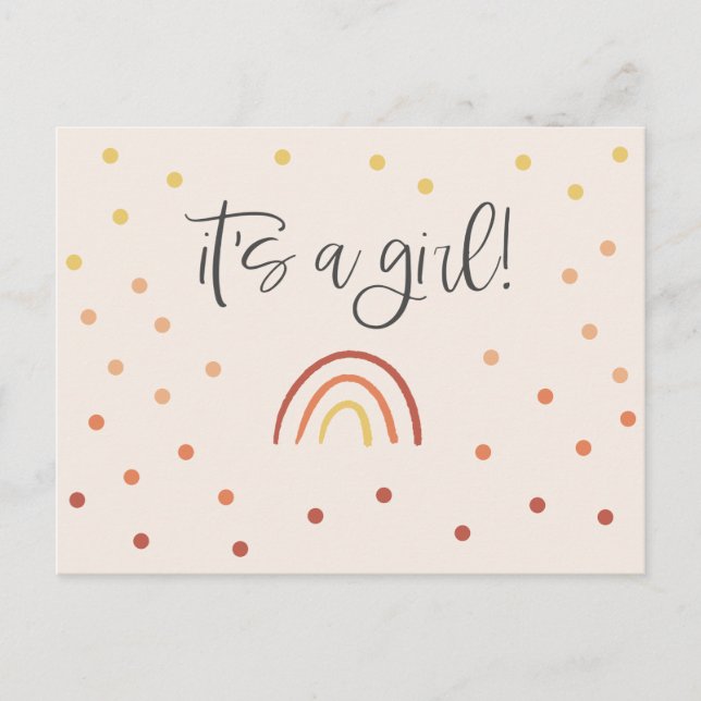 Carte Postale C'est une fille Rainbow Pink Baby shower Invitatio (Devant)