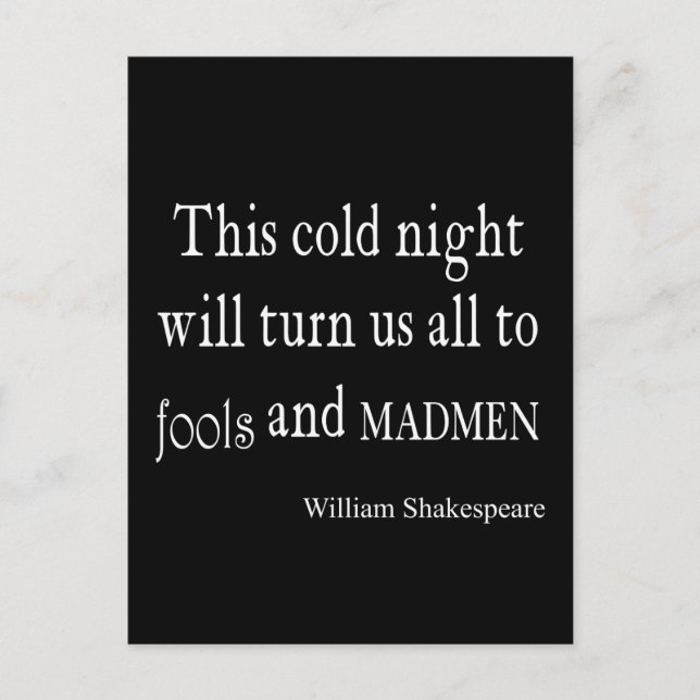 Carte Postale Cette citation de Cold Night Fools et Madmen Shake (Devant)