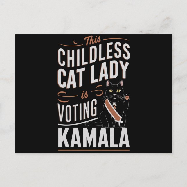 Carte Postale Cette dame aux chats sans enfants vote Kamala (Devant)