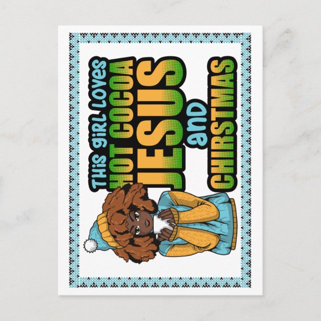 Carte Postale Cette fille adore le chocolat chaud Jésus & Noël (Devant)