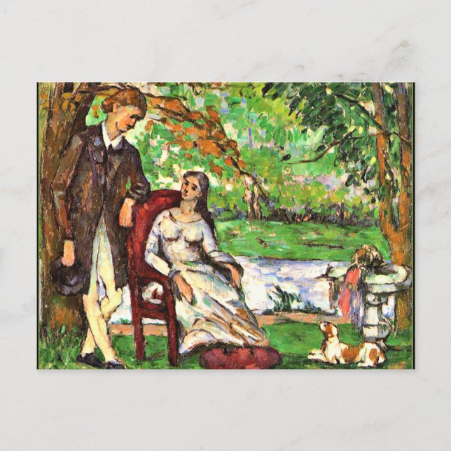 Carte Postale Cezanne - Couple dans un jardin (Devant)