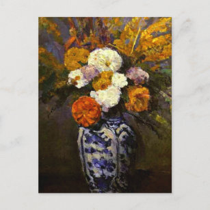 Carte Postale Cezanne - Dahlias, peinture florale