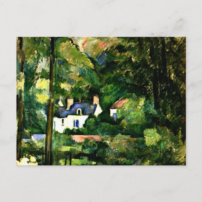 Carte Postale Cezanne - Maisons dans la verdure, 1881, (Devant)