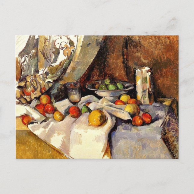 Carte Postale Cezanne - Still Life Post, Bottle, Cup and Fruit (Devant)