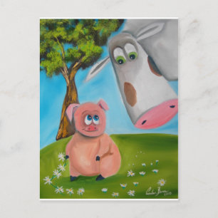 Carte Postale chaine de marguerite de cochon