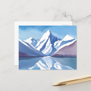 Carte Postale Chaîne de Montagnes   Paysage Aquarelle Bleue