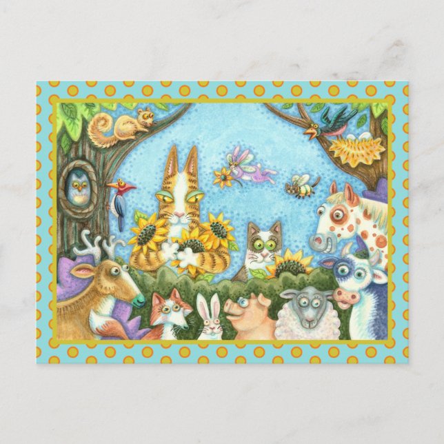 CARTE POSTALE CHAÎNES N'FITZ ET MENAGERIE D'AMIS, AMUSANT (Devant)