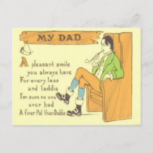 Carte Postale Chaise de Papa Tuyau Vintage Fête des Pères