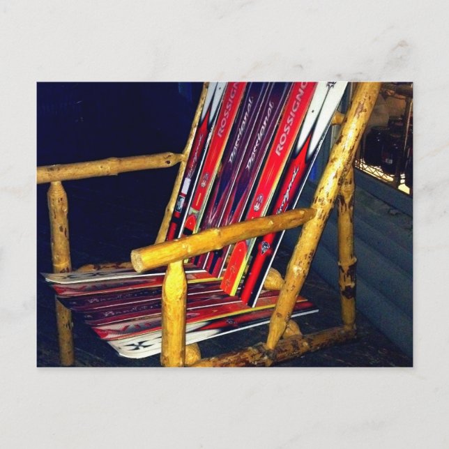 Carte Postale Chaise de ski Chaises Cool à faire avec vieux ski (Devant)