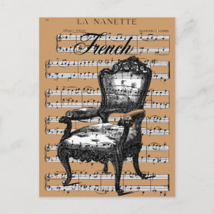 Carte Postale Chaise et musique vintage