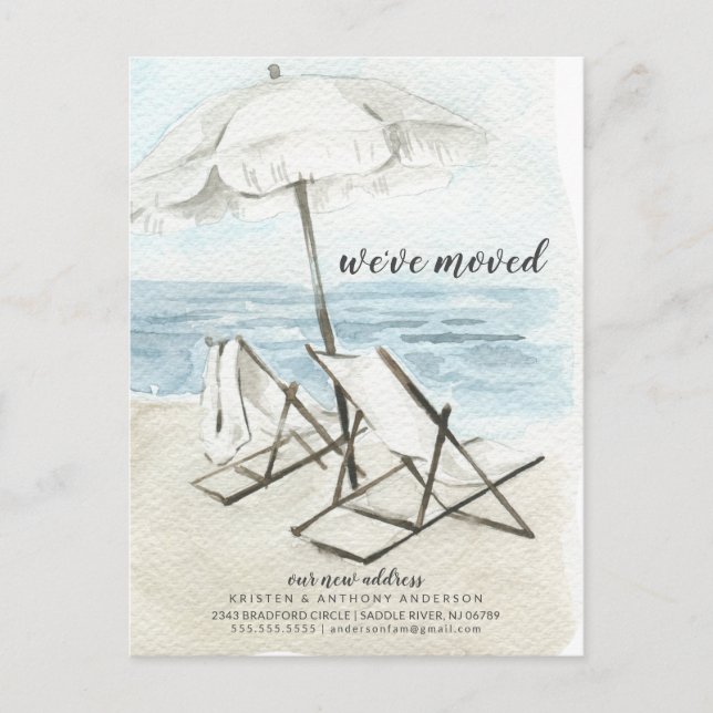 Carte Postale Chaises de plage aquarelle Faire-part mobile (Devant)