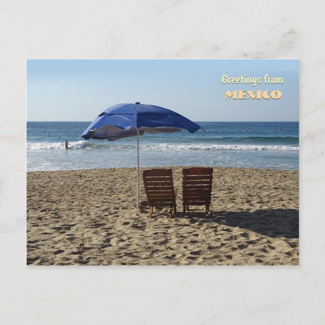 Carte Postale Chaises de plage et parasol (personnalisable) (Devant)