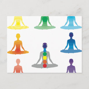 Carte Postale Chakra 7 couleurs aura chi prana yogi yogi lotus