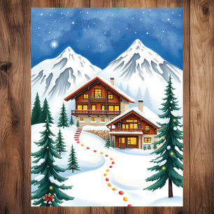 Carte Postale Chalet Alpes suisses Hiver Mountain Travel