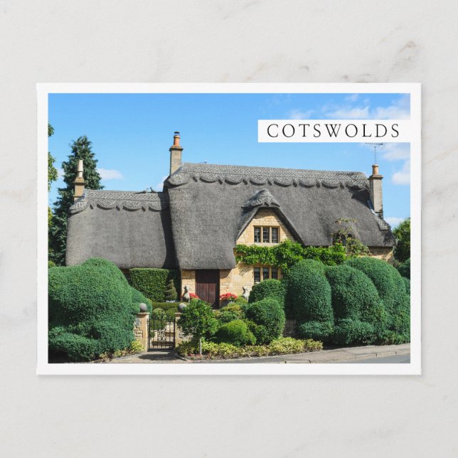 Carte Postale Chalet de toit de chaume dans les Cotswolds (Devant)