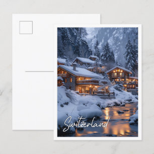 Carte Postale Chalet suisse traditionnel au milieu des alpes enn