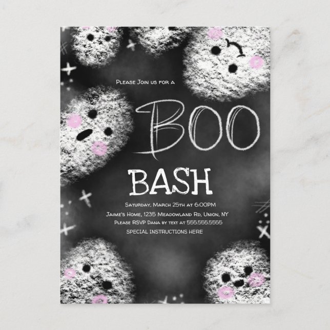 Carte Postale Chalkboard Costume Boo Fantôme Halloween Anniversa (Devant)