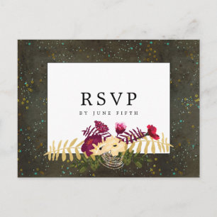 Carte Postale Chalkboard Gold Argent Stars Constellation RSVP