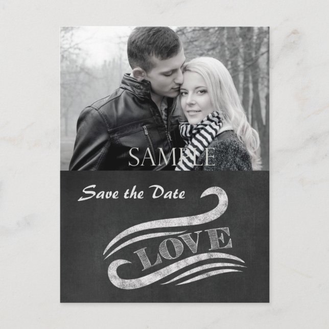 Carte Postale Chalkboard Love Enregistrer la date (Devant)