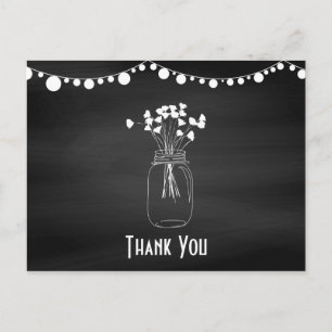 Carte Postale Chalkboard Mason Jar Mariage Merci 