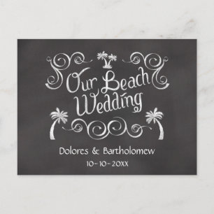 Carte Postale Chalkboard Notre Mariage Plage