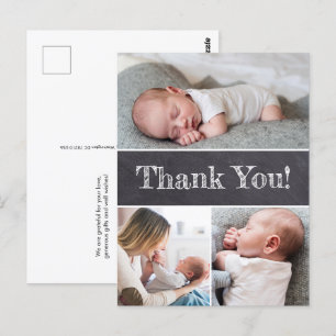 Carte Postale Chalkboard Photos personnalisées Baby boy Douche M