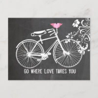 Chalkboard rose aile coeur vélo amour