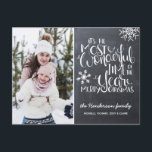 Carte Postale Chalkboard Snowflake Joyeux Noël Photo<br><div class="desc">Une belle carte postale de vacances basée sur la typographie qui présente une photo de famille. "C'est la période la plus merveilleuse de l'année" apparaît dans la typographie à lettres blanches sur un arrière - plan de tableau noir gris fusain agrémenté de flocons de neige blancs. Customisez la carte avec...</div>