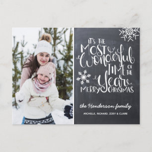 Carte Postale Chalkboard Snowflake Joyeux Noël Photo
