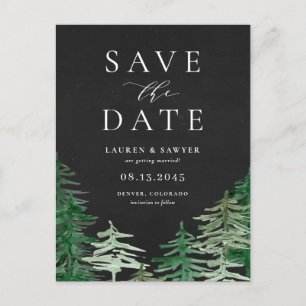Carte Postale Chalkboard Woodland Forest Enregistrer la date